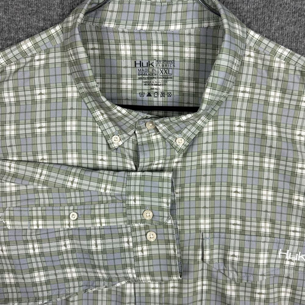 HUK Mens Tide Point Shirt Mens XXL Plaid Long Sleeve Button Down Performance‎